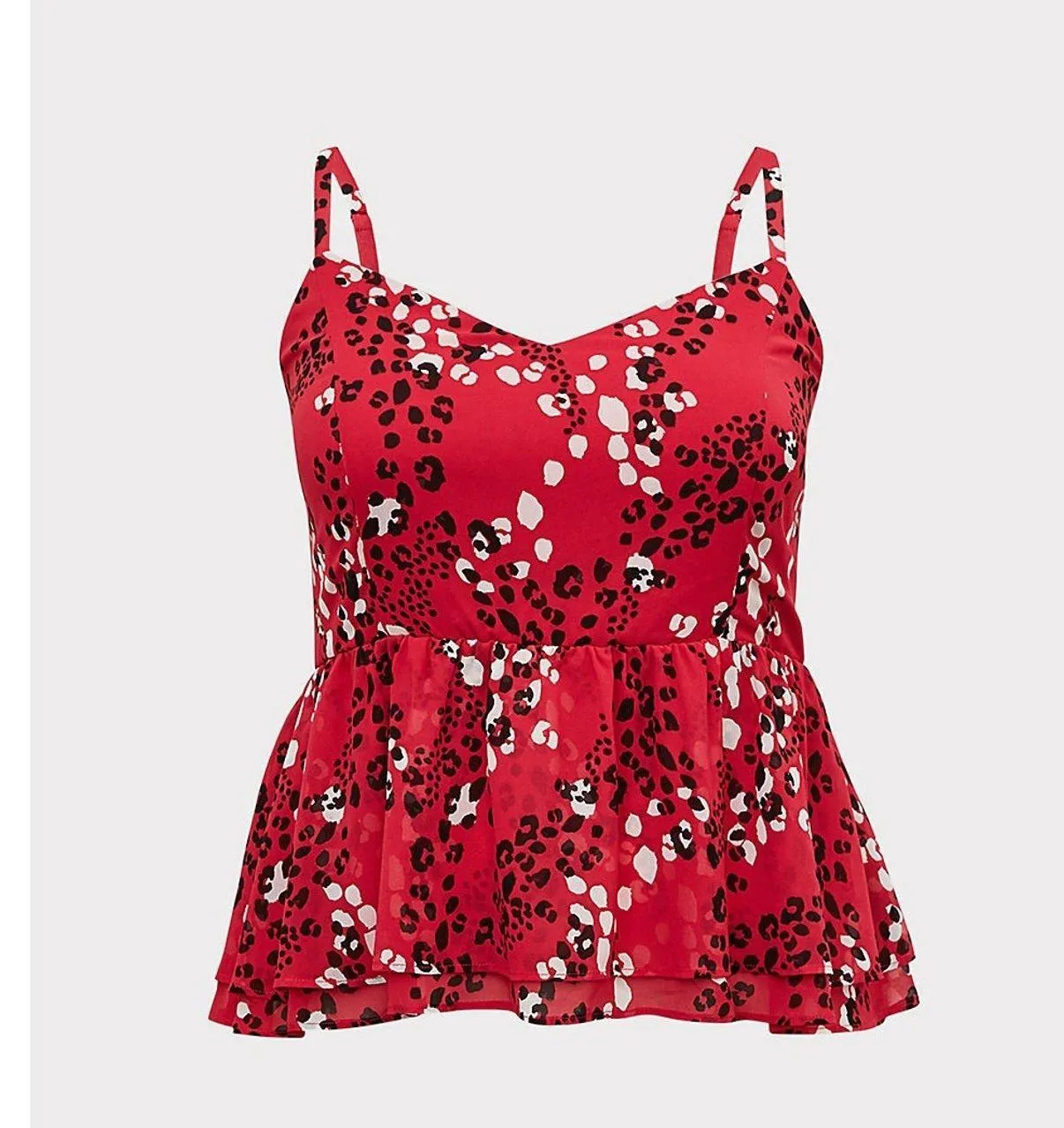 Torrid Plus 1 1X Peplum Chiffon Midi Cami Top Pink Leopard Animal Print Whimsy - Image 3