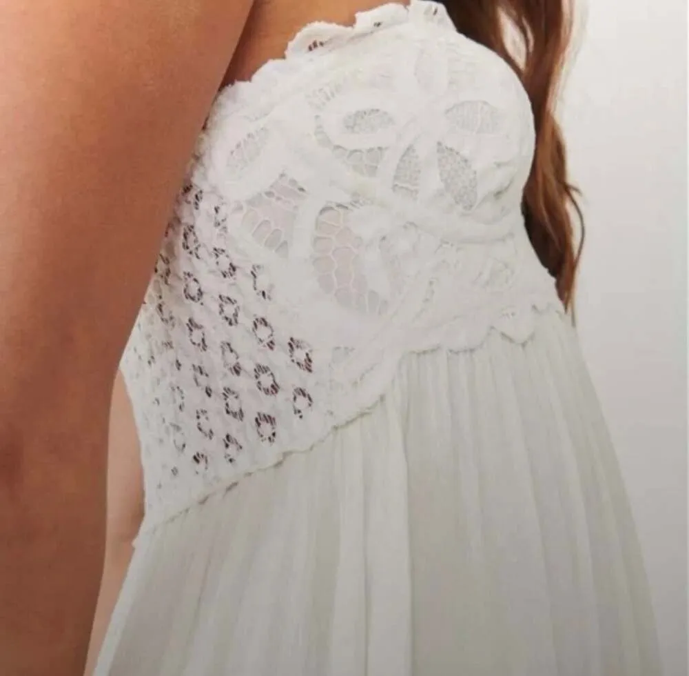 Free People White Lace Bodice Maxi Dress Sweetheart Cottagecore scandi girl - Image 4