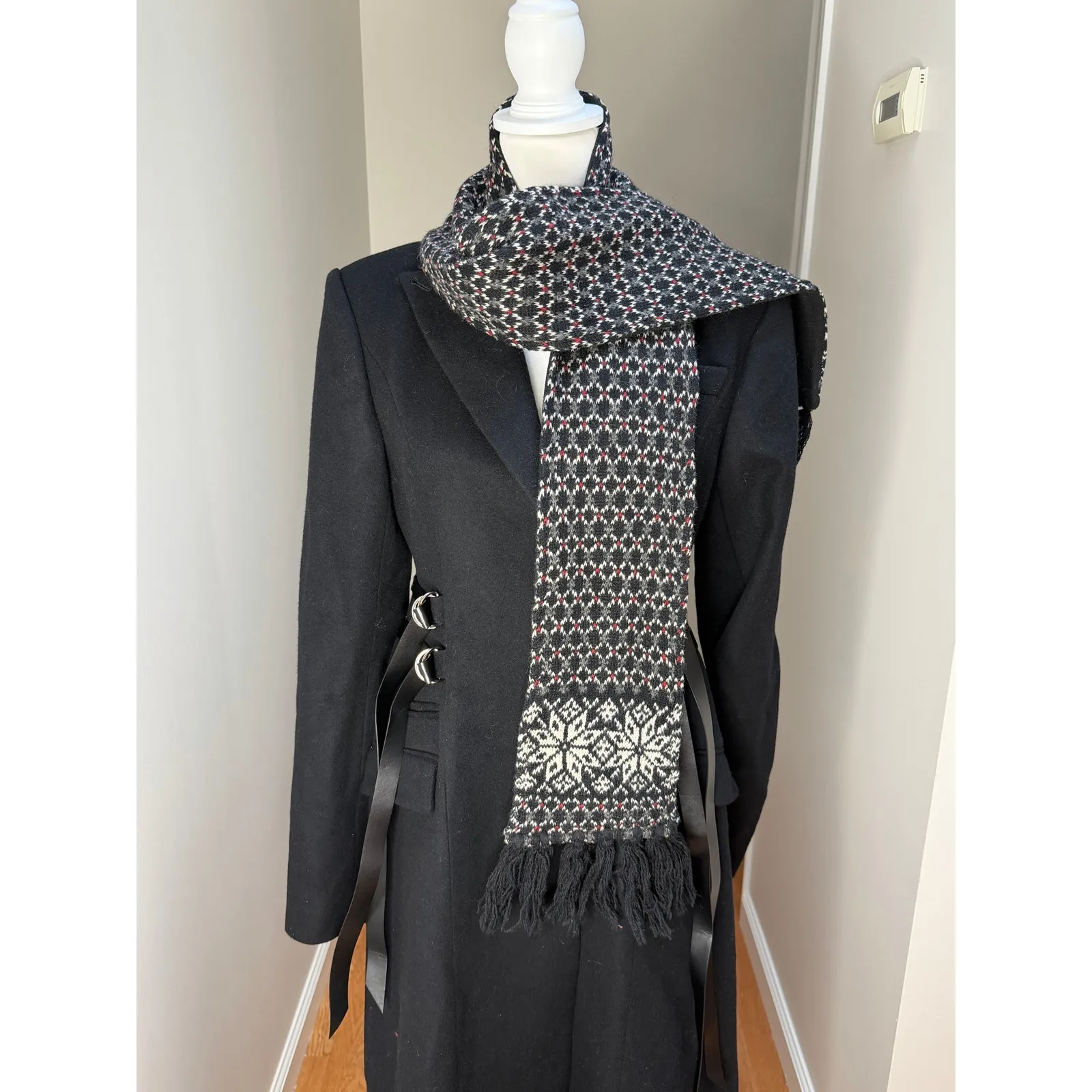 WoolRich scarf Womens fair isle Fringe Lambswool knit Scarf - Image 2