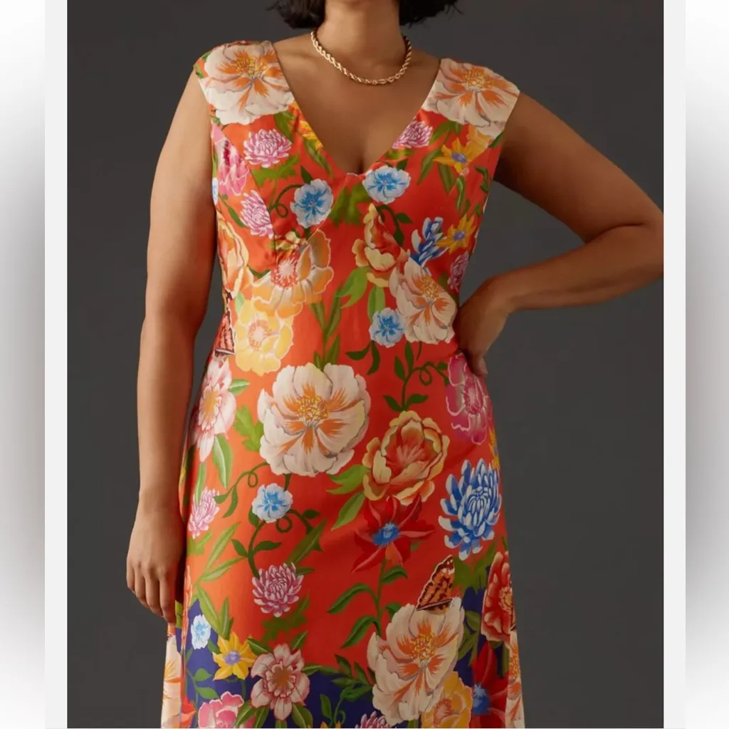 Anthropologie Painterly Open-Back Midi Dress in Watercolor Floral - Image 3