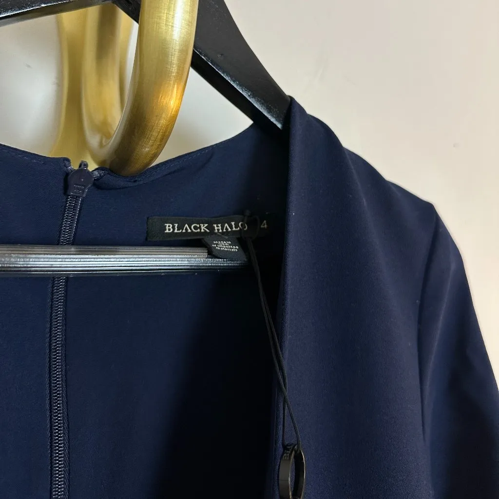 BLACK HALO Sinclair Skirted V-Neck Jumpsuit in Pacific Blue Size US 4 NWT - Image 4