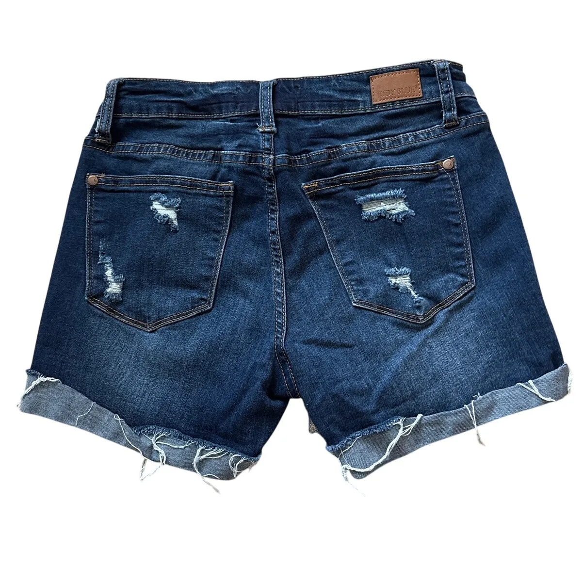 Judy Blue Distressed Denim Cut Off Stretchy Frayed Jean Shorts Size Small - Image 4