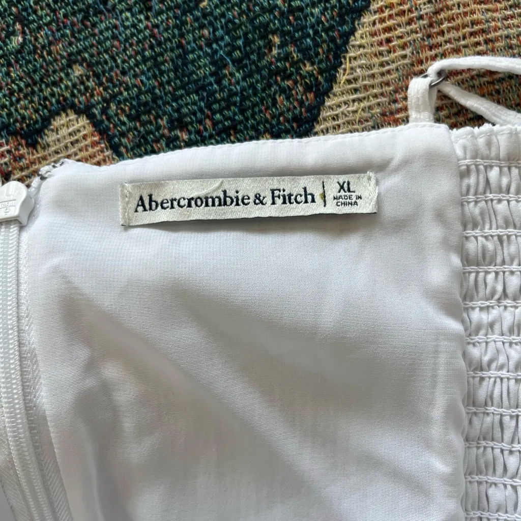 Abercrombie & Fitch White Knot Front Mini Dress Women’s XL Lined A-Line Smocked - Image 13
