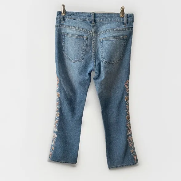 Y2K Vintage Embellished Embroidered Beaded Flare Jeans Low Rise 2000s Fairy Boho Blue Size 27 - Image 5