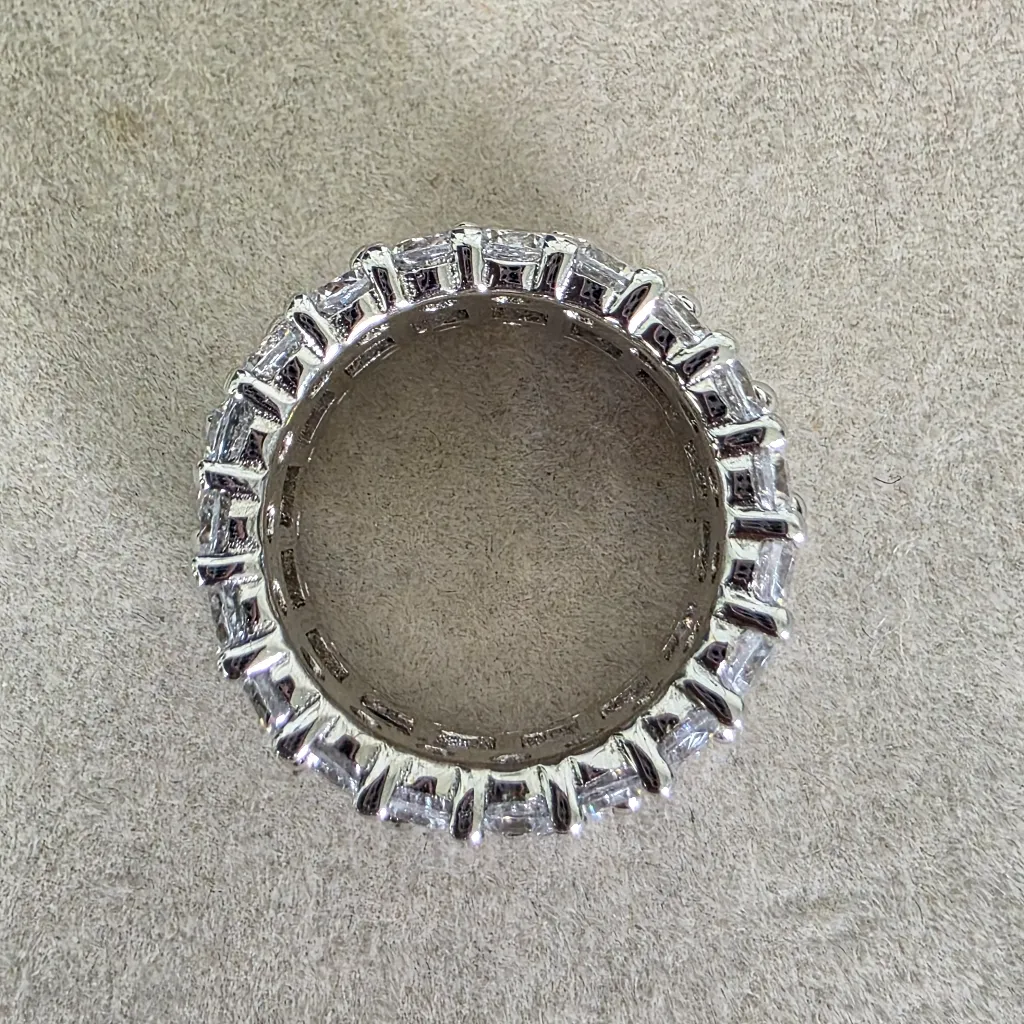 Italo Sterling Silver 925 Triple Row Eternity Baguette Ring with Box Size 5.5 - Image 6