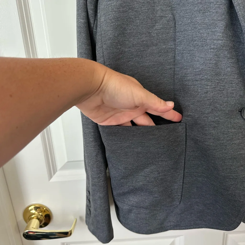 Mercer + Mettle Women’s Grey Relaxed Knit Blazer Size XL Gray - Image 3