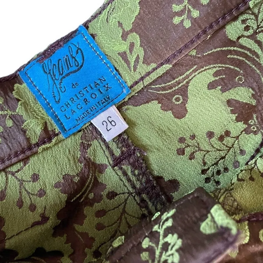 Christian Lacroix Vintage Brocade Straight Leg Jeans Women’s Size 26 90s Green - Image 6