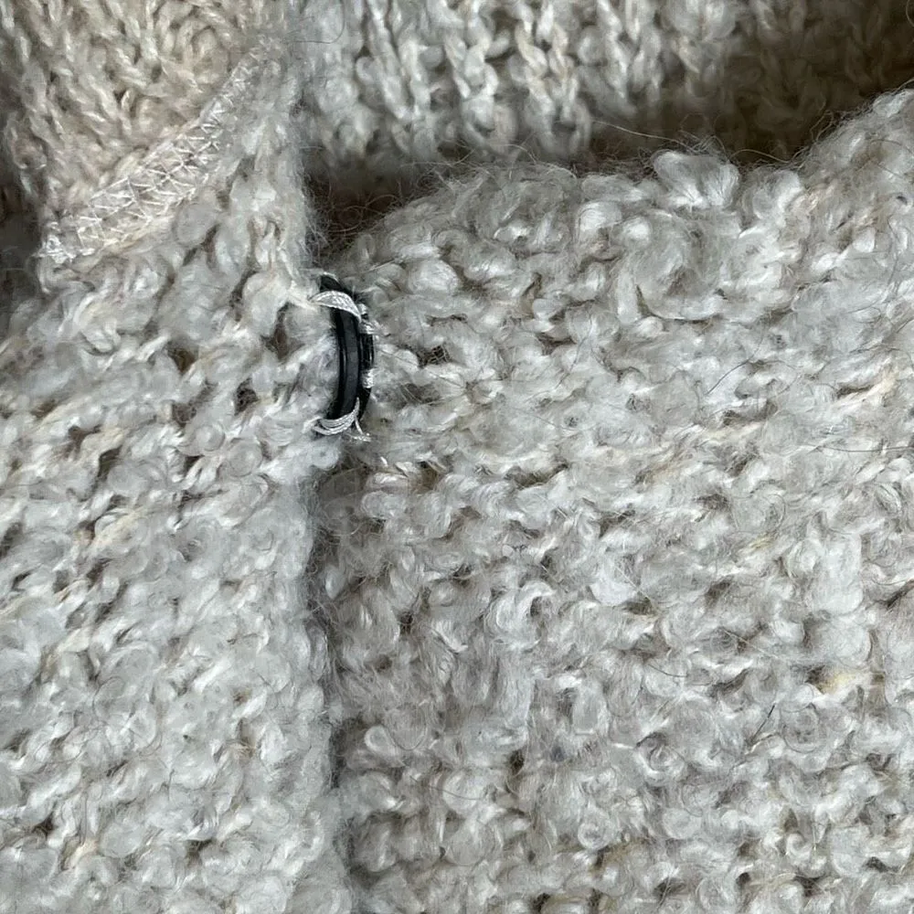 Free People Sz XS Oatmeal Boucle Jacket Fuzzy Cardigan Sweater - Image 10