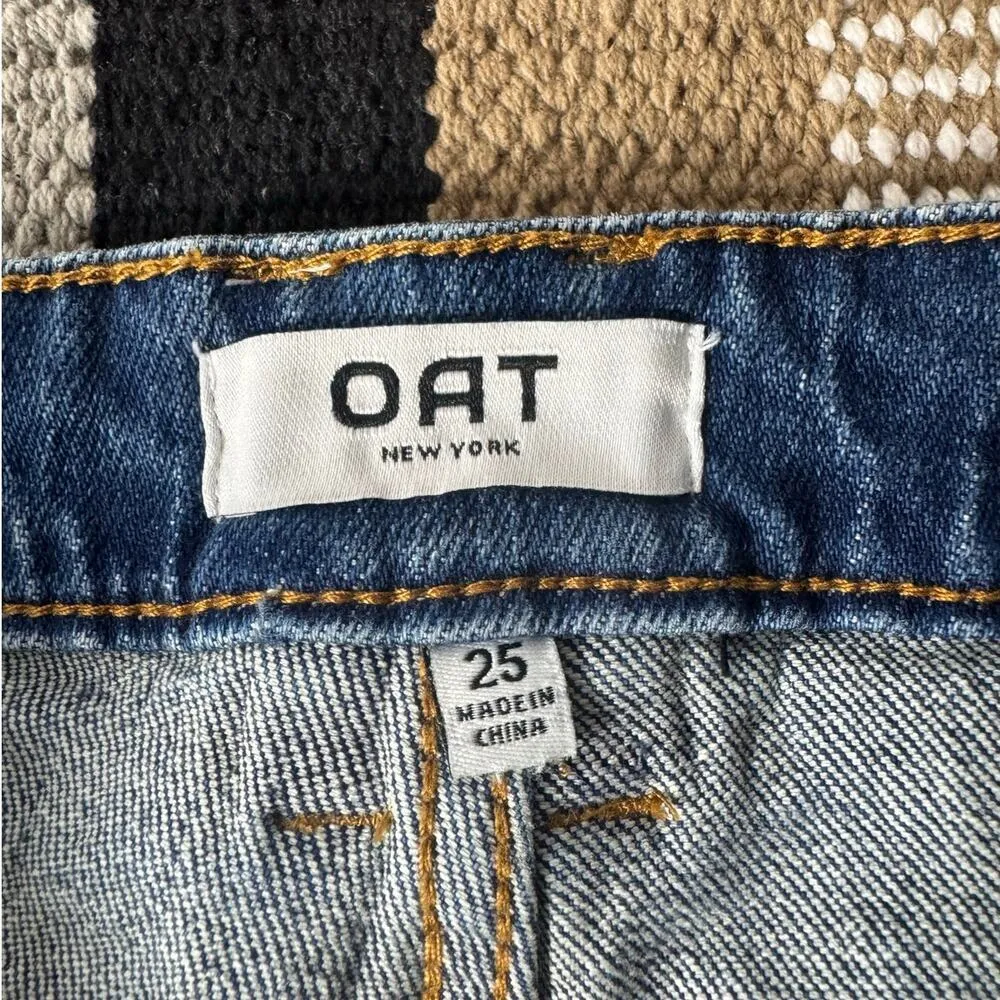 OAT New York Jeans Women Size 25 Skinny Blue Denim Raw Hem Casual Cotton - Image 7