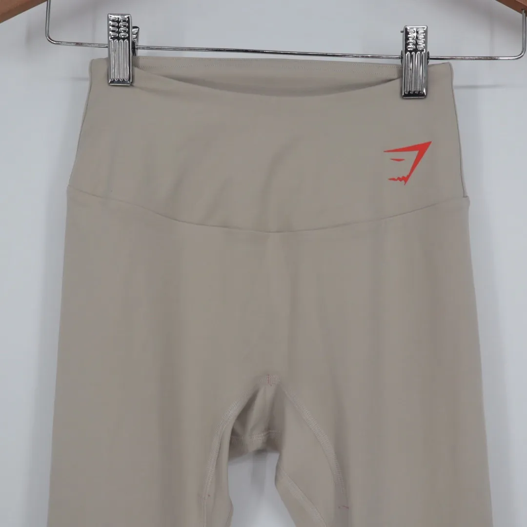 Gymshark Seamless Leggings Tan Coral Logo High Waisted Workout Athleisure - Image 2