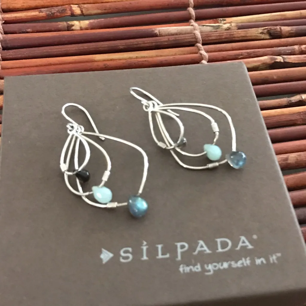 Silpada Sterling Silver Quartz Earrings Retired Vintage - Image 2