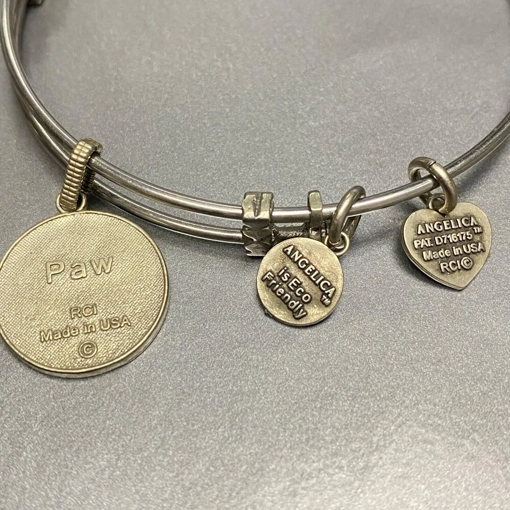 Angelica Dog Paw Print Charm Bangle Bracelet - Image 5