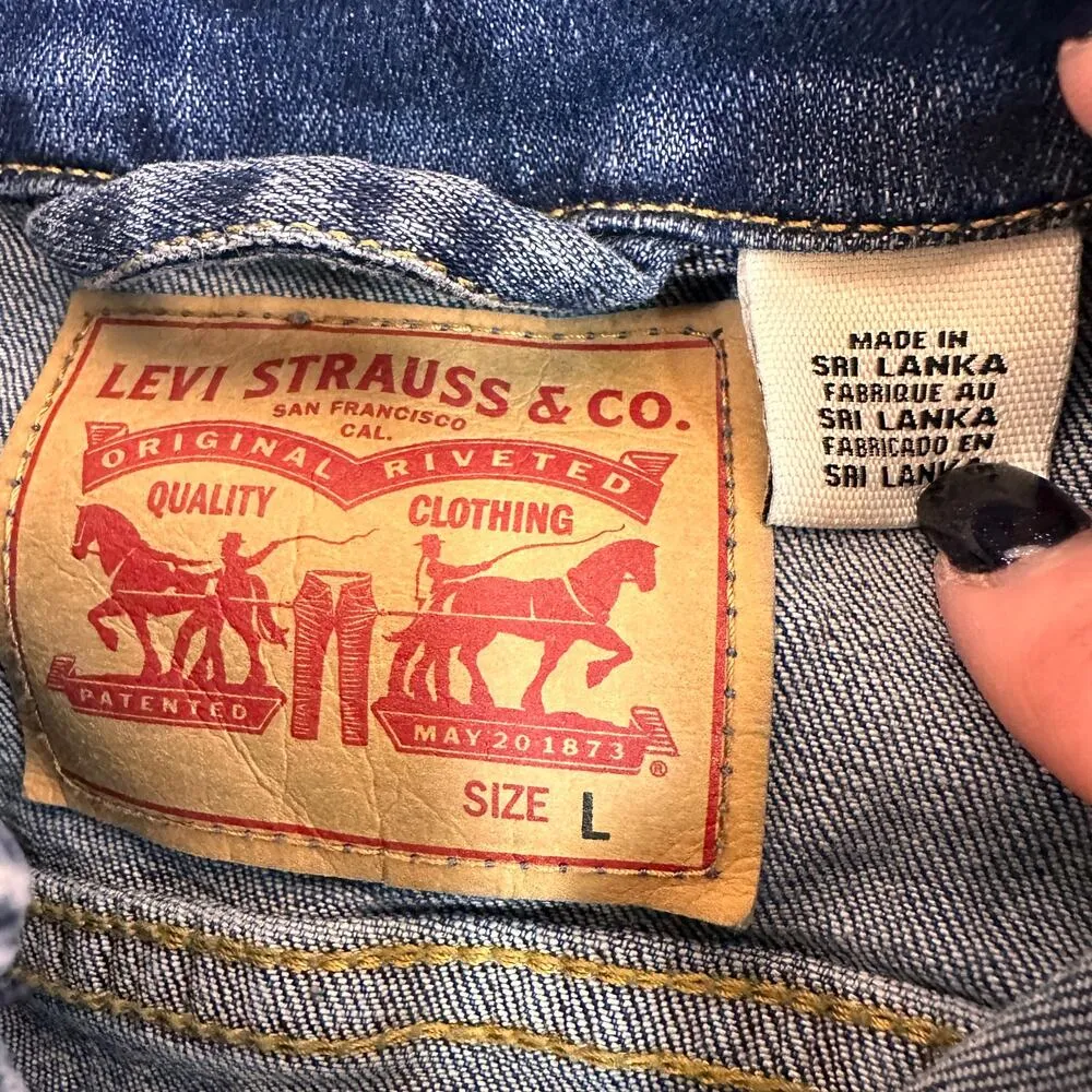 Levi's Blue Denim Button Up Trucker Jean Jacket Size Large - Image 5