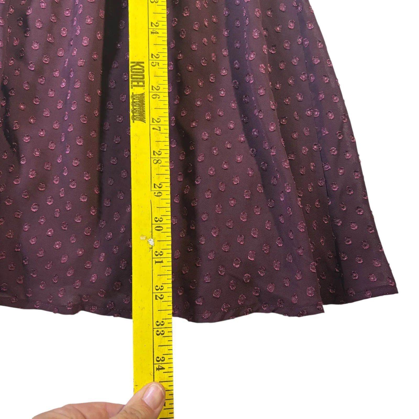 Speechless Womens Dress Size L Burgundy Polka Dot Short Sleeve Elastic‎ Waist - Image 9