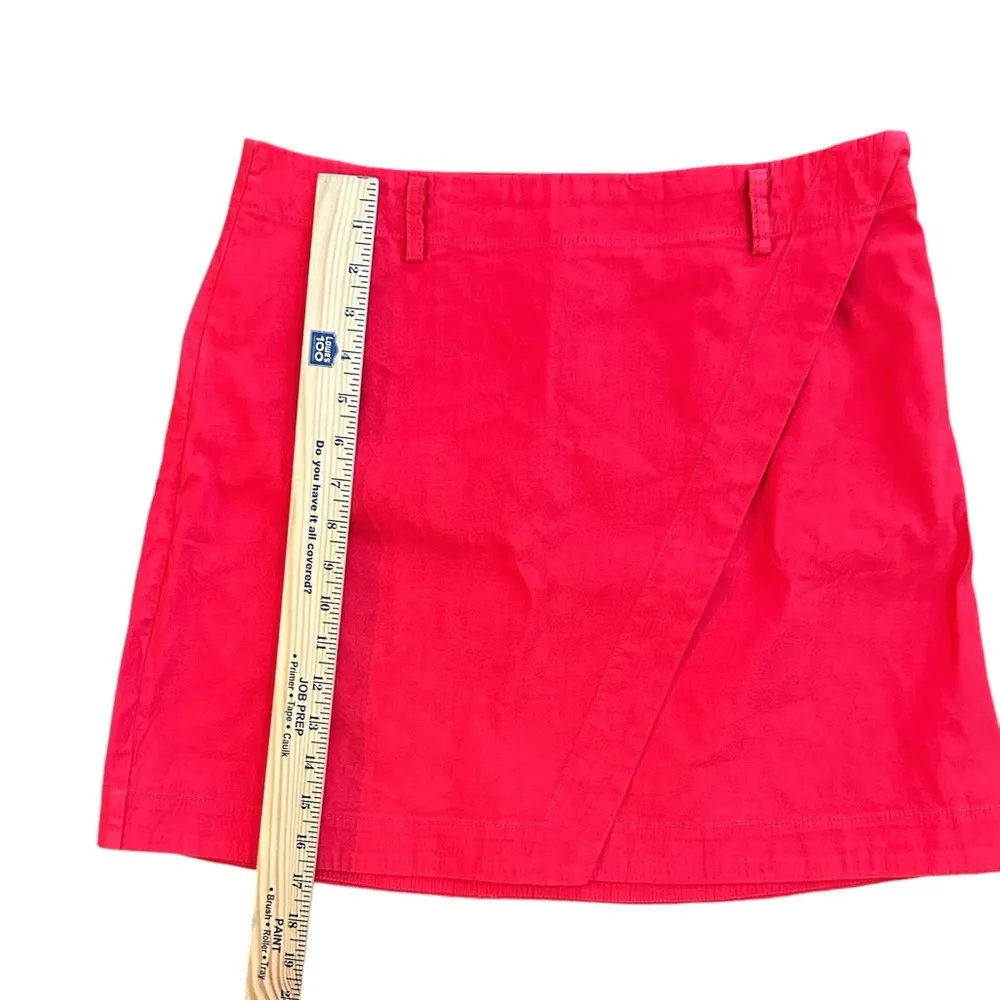 Maeve Anthropologie  Belted Wrap Mini Skirt (no Belt) Red Size 10 Linen Blend - Image 10