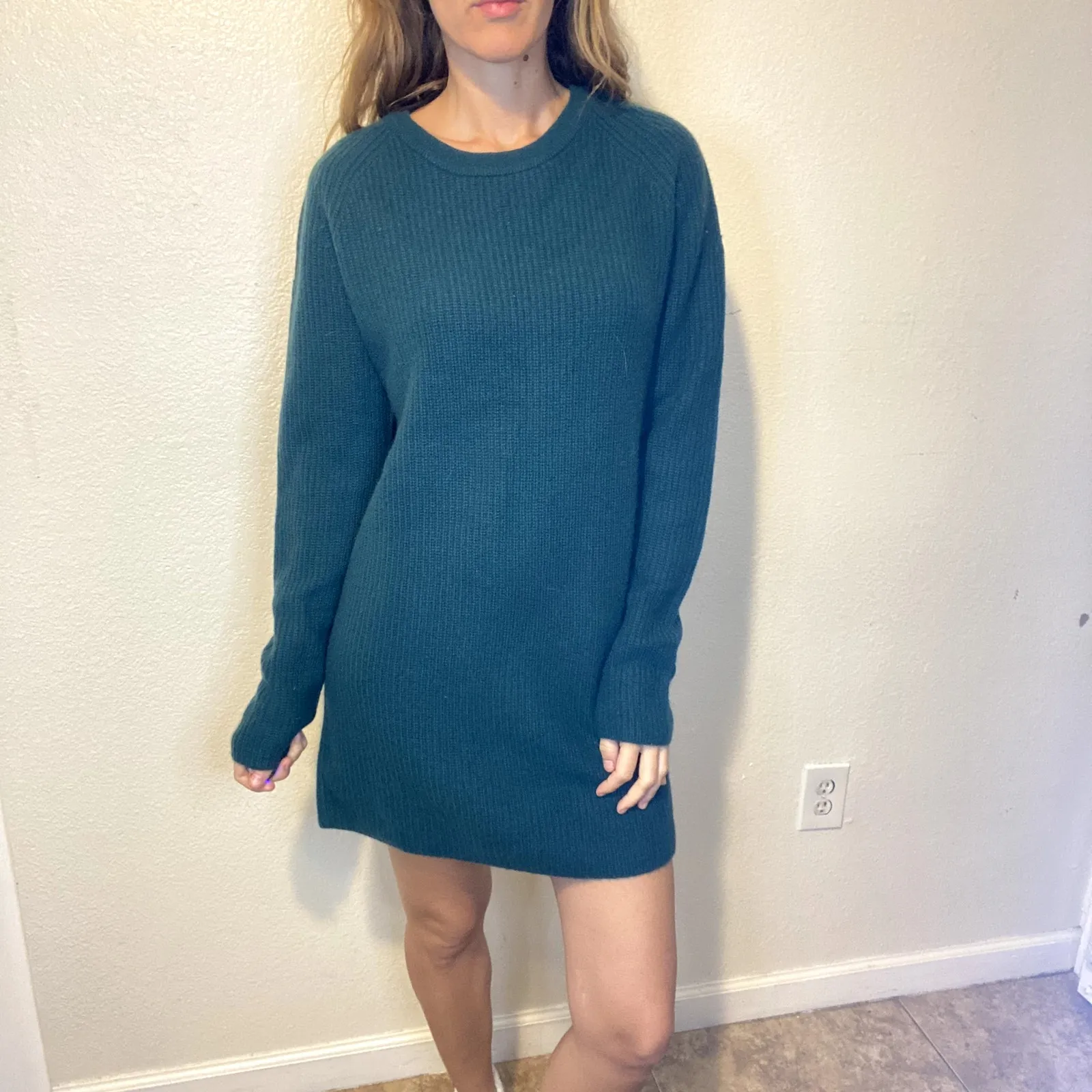 OGD One Grey Day Revolve Teal Green 100% Cashmere Sweater Dress Size Small NWT - Image 2