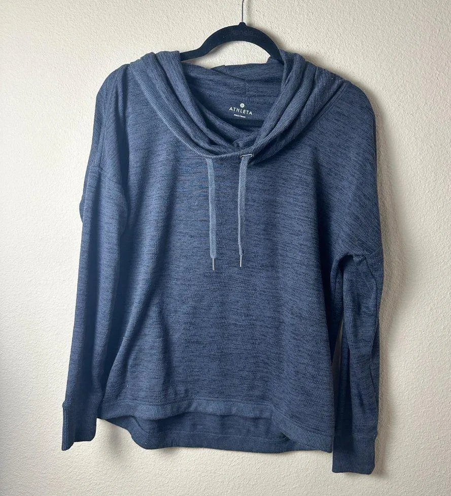 Athleta Blissful Cowl Neck Charcoal Gray Space Dye Pullover Sweatshirt Medium - Image 2