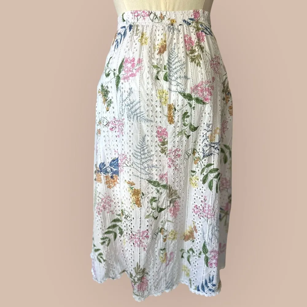 Lulu's Sweet at Heart White Floral Embroidered Midi Skirt (952) - Image 7
