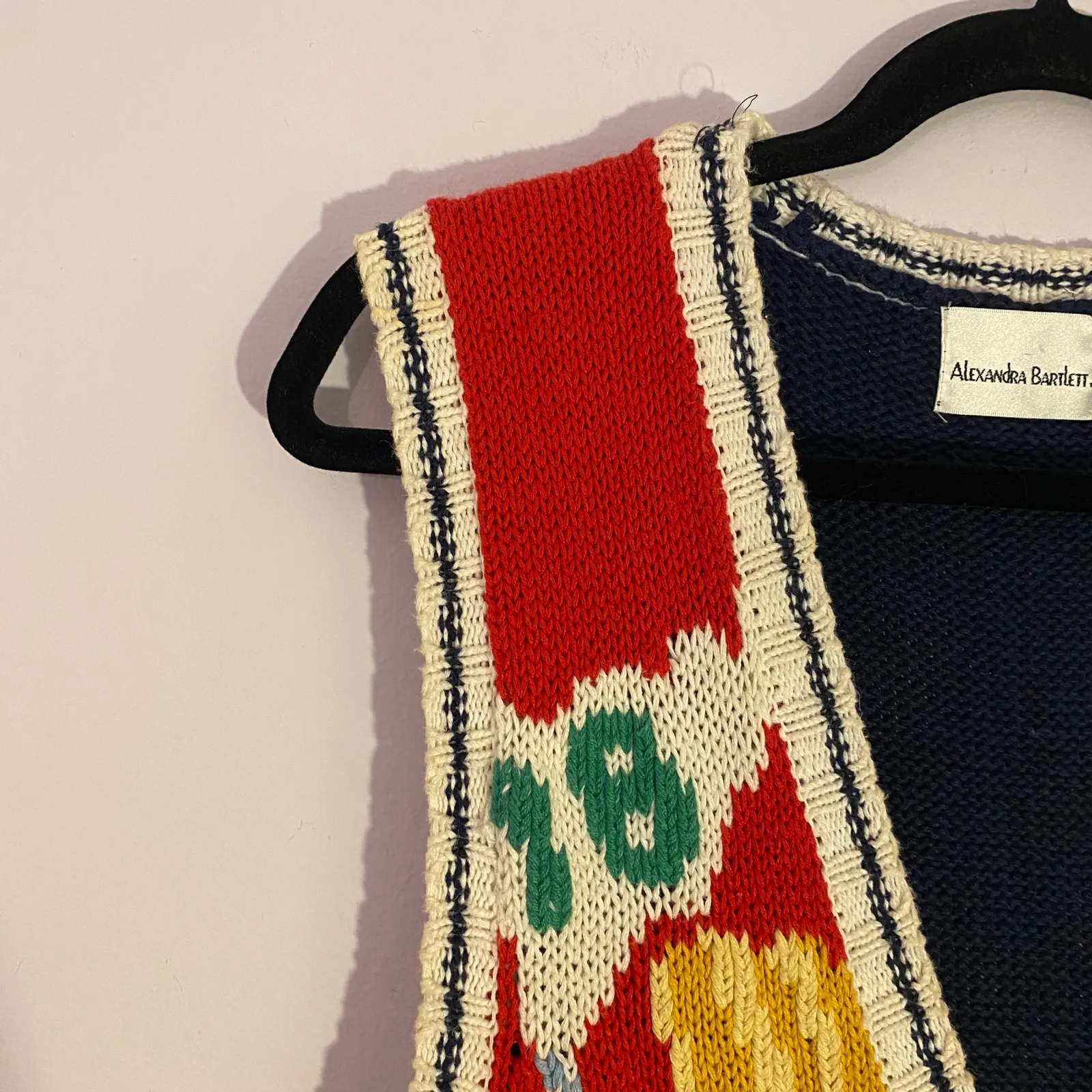 Alexandra Bartlett Vintage Golf Knit Sweater Vest Retro Women's size Large Blue - Image 3