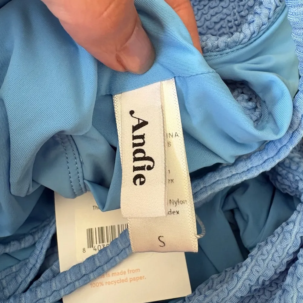 Andie The Fiji One Piece Swimsuit Seersucker‎ Felicia Blue S  NWT - Image 7