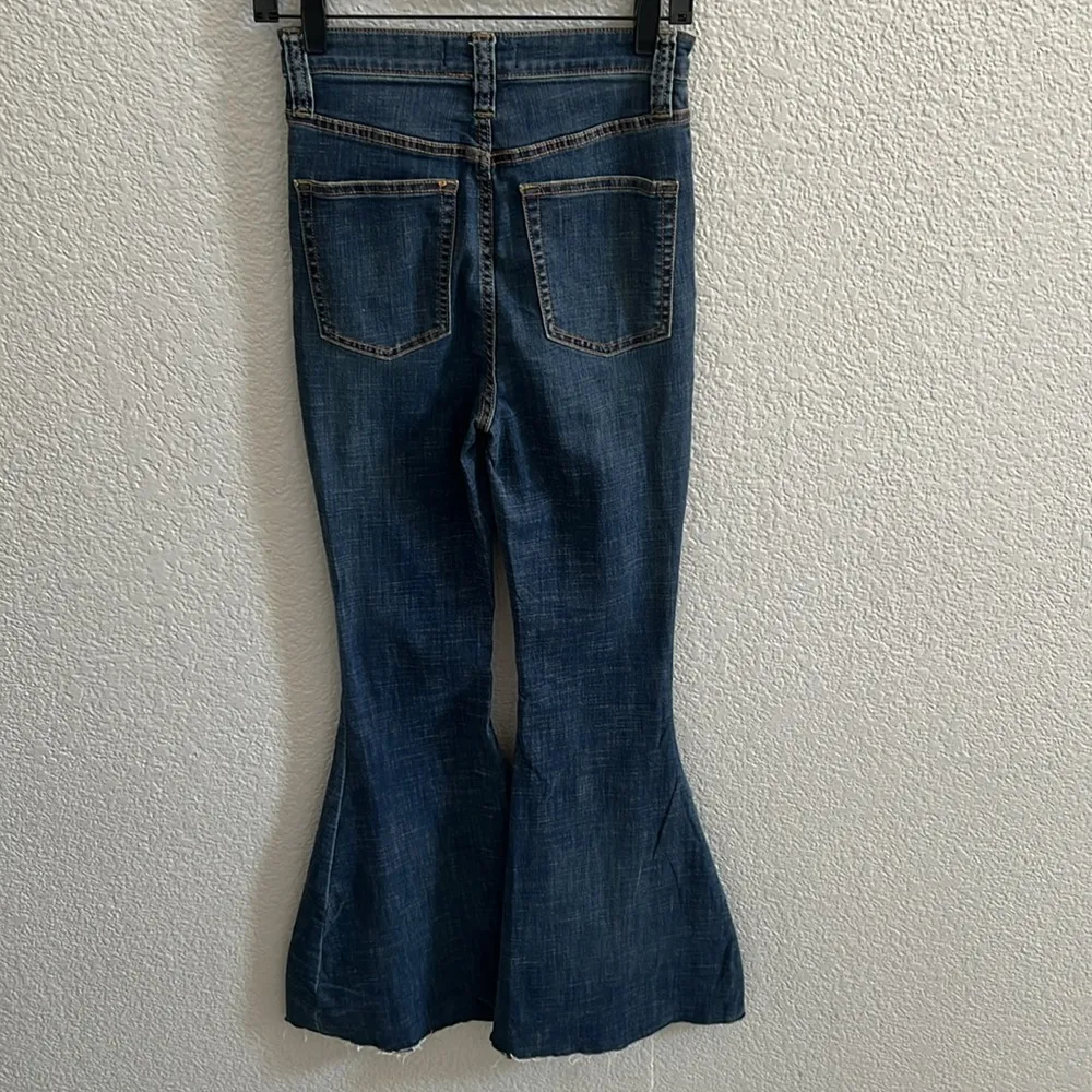 We the Free People High Waist Extreme‎ Flare Jeans Button Fly Stretch SZ 27 - Image 4