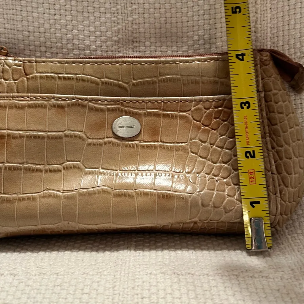NINE WEST Brown Crocodile Embossed Cosmetic Bag - Image 3