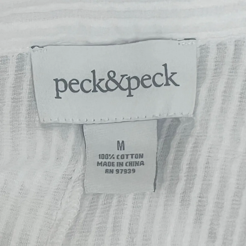 Peck & Peck Rectangle Button Down Tunic 100 Cotton Loose Fit - sz M - Image 5