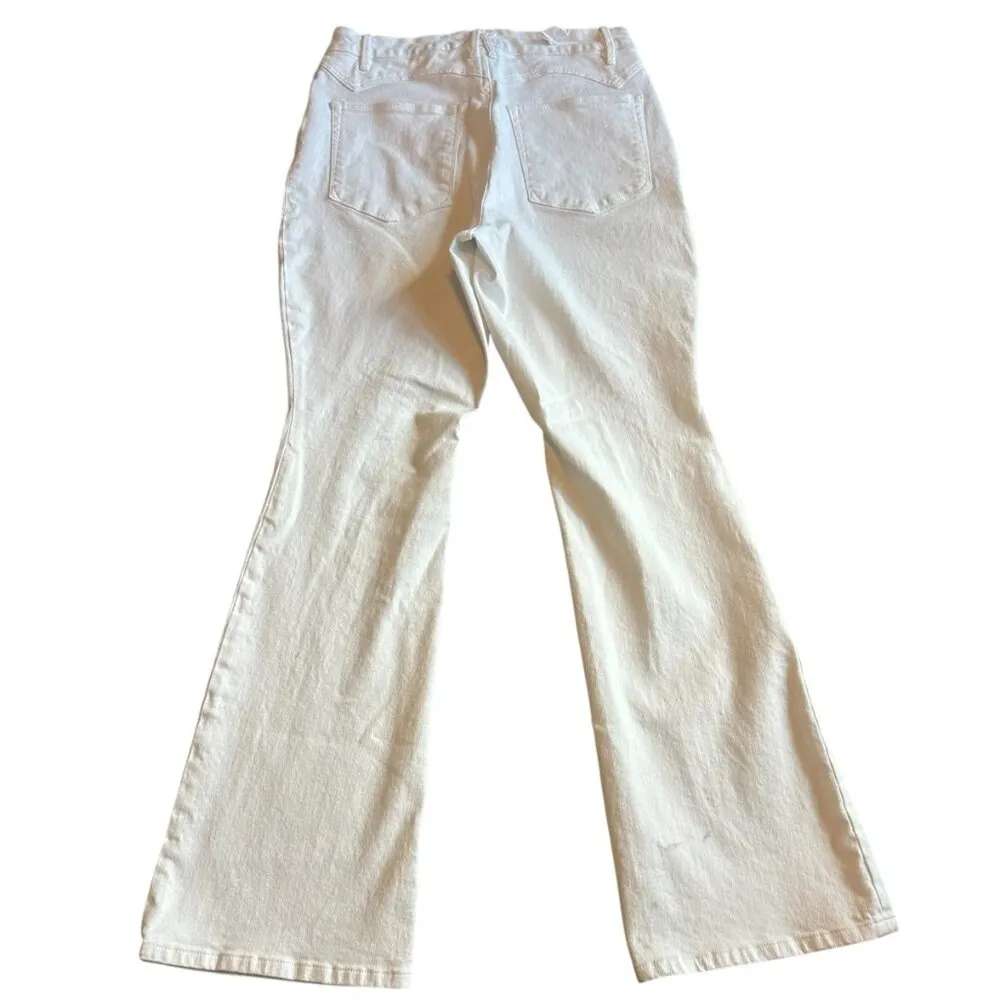 Good American Good Legs Flare White Jeans GCBRW14PT Stretch Flattering Size 15 - Image 8