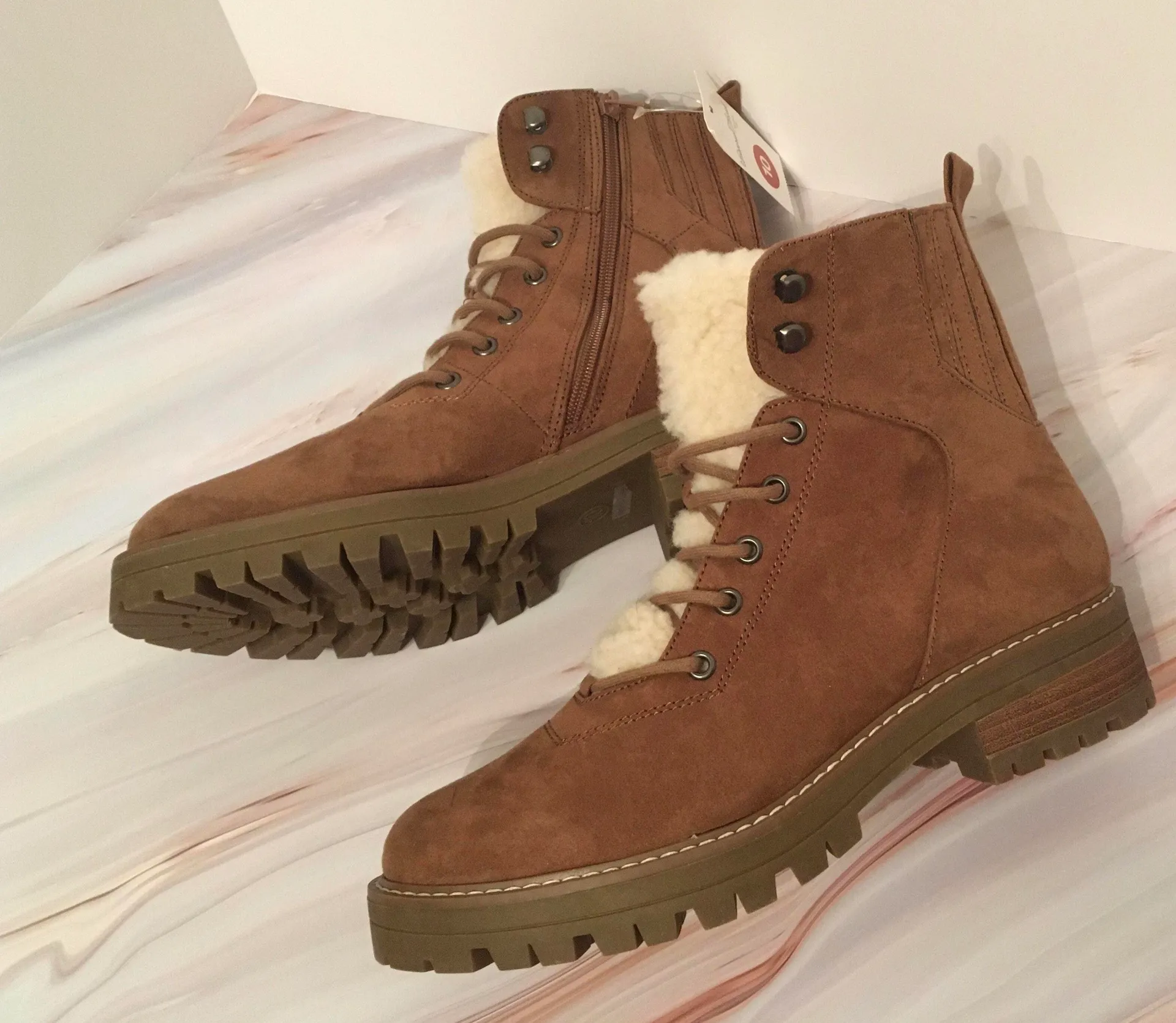 Suede Winter Boots, Size 10 Brown - Image 4
