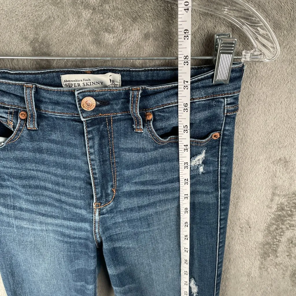 Abercrombie & Fitch Super Skinny Ankle High Rise Jeans Womens 6R Medium Wash Y2K - Image 5