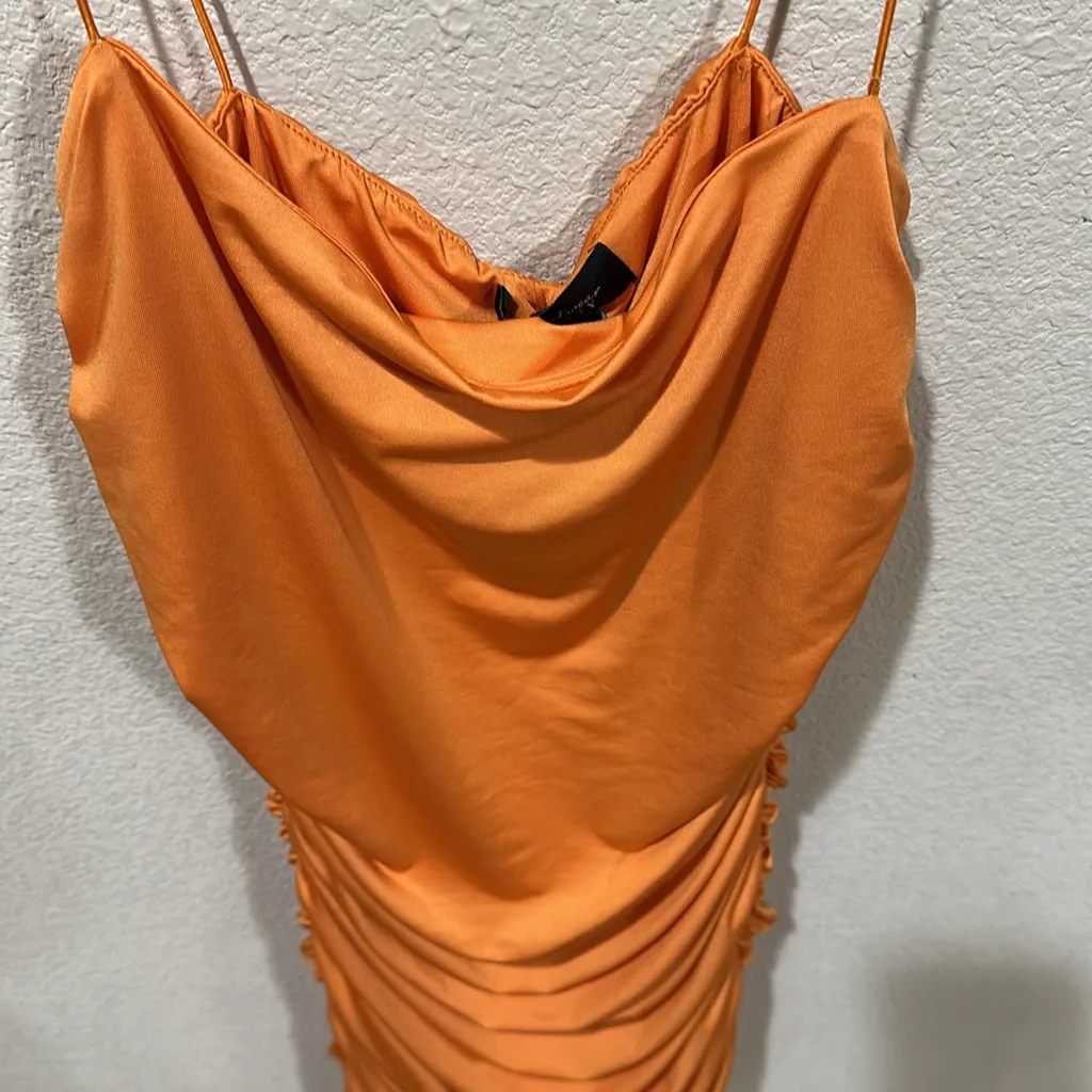 Orange Ruched Dress - Image 2