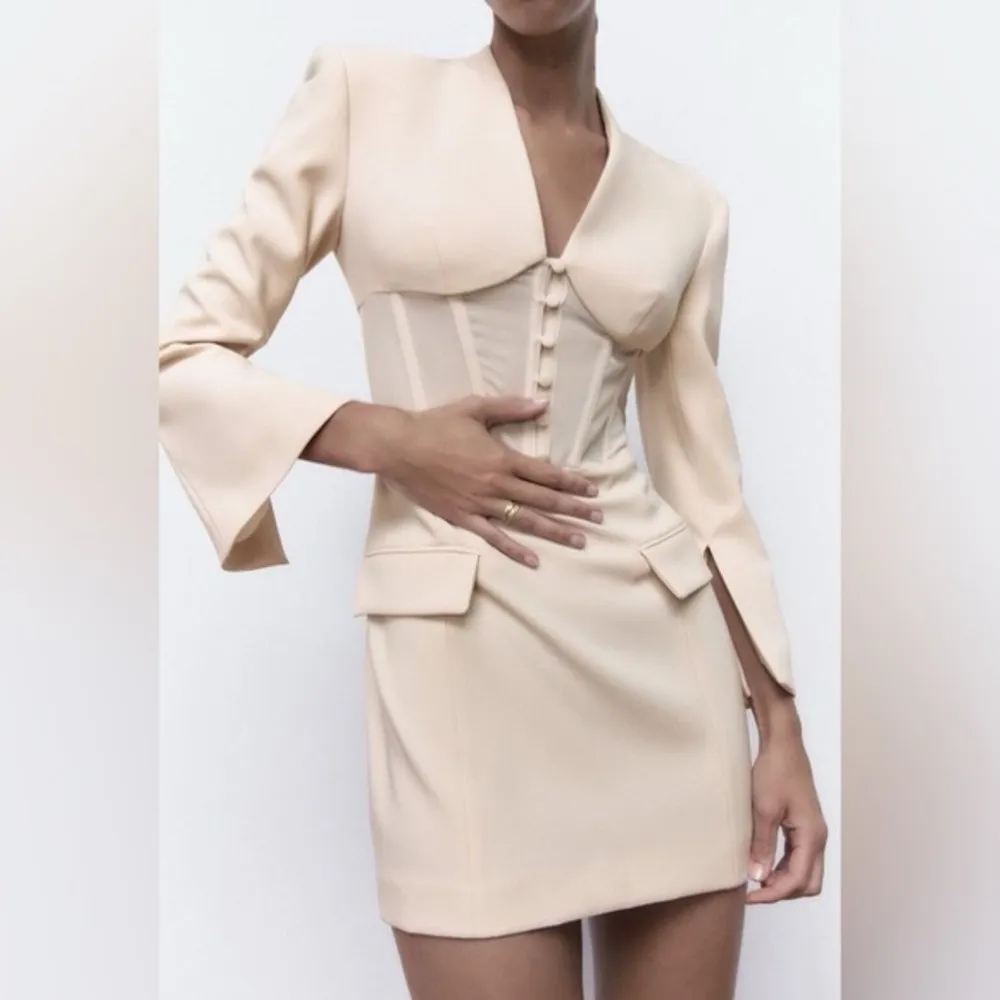 NWT ZARA beige pink corset mini dress - Image 5