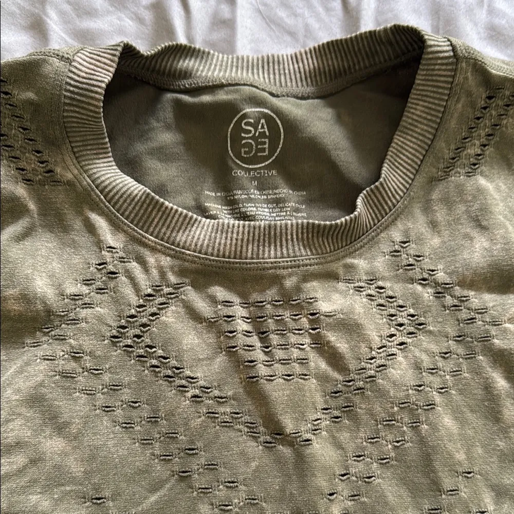 Sage  Distressed Olive Muscle Tee - Image 2