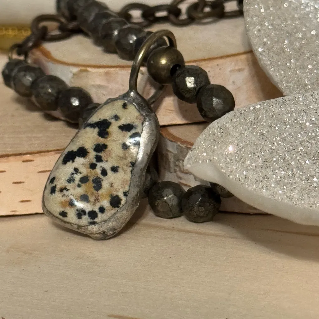 Artisan Dalmatian stone Pendant Necklace Handcrafted - Image 6