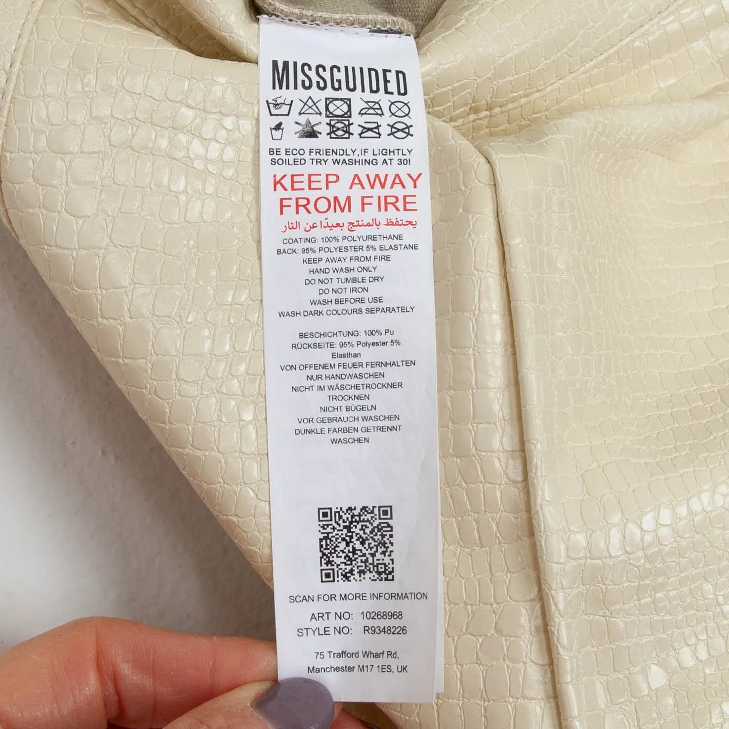 Missguided Womens Faux Leather Pants Size 6 Crocodile Split Hem Straight Leg - Image 7