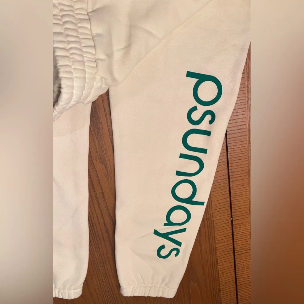 psundays Pickleball Court Sweats Sweat Pants Pockets in Ecru‎ Women’s Size Small Green - Image 10