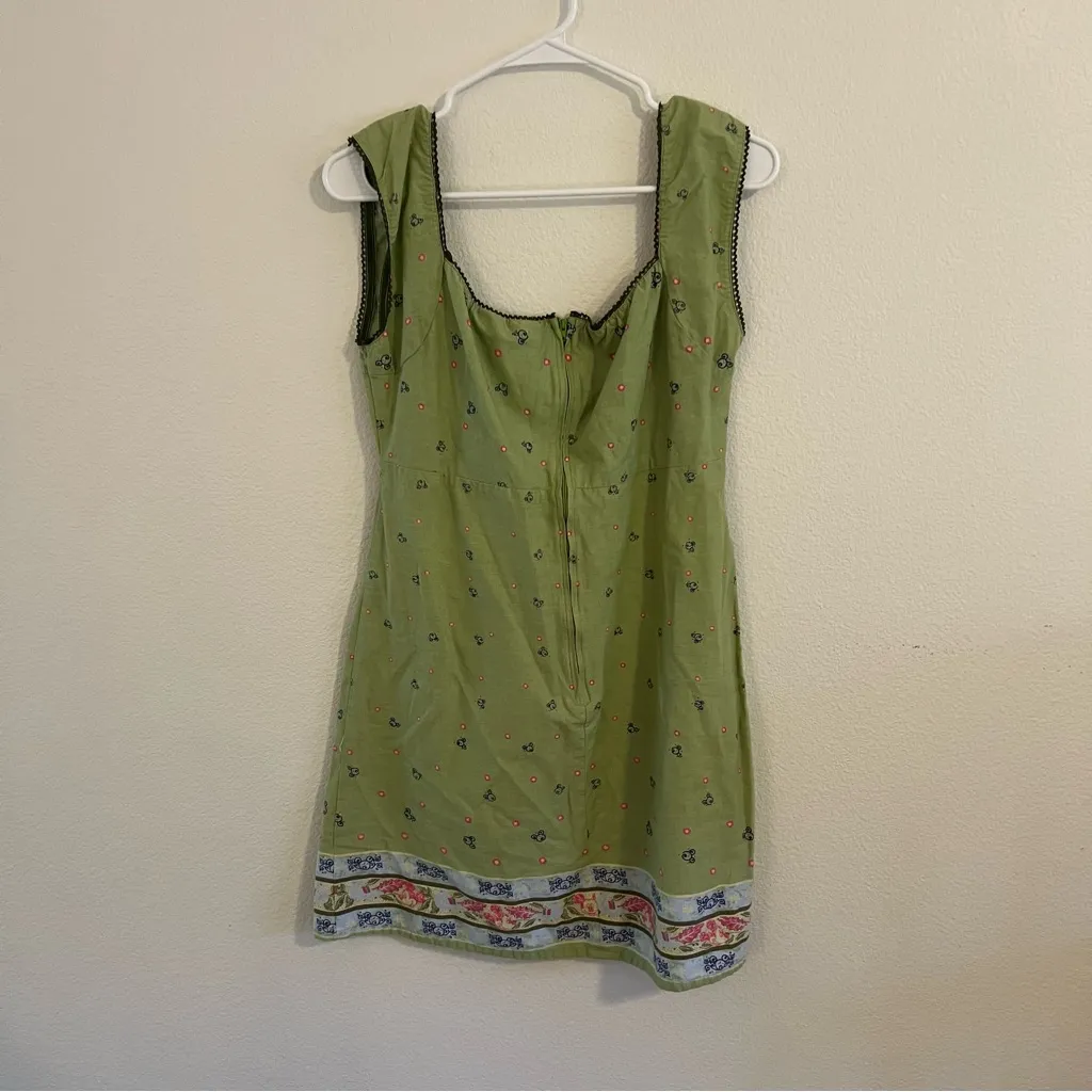 Vintage Disney Mickey Unlimited Green Square Neck Dress- 100% Cotton - Image 2