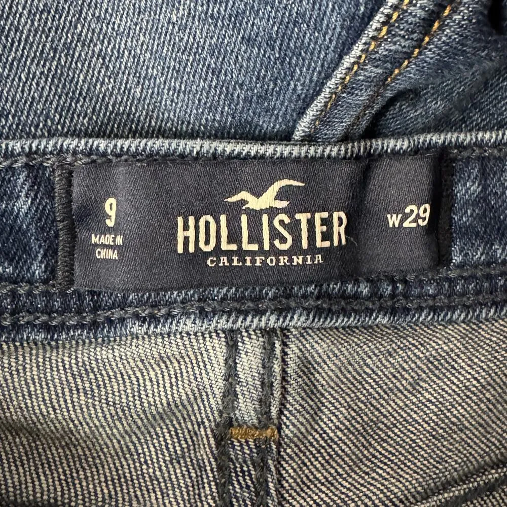 Hollister JRS SZ 9 High-Rise Boyfriend Jean Shorts Button-Fly Distressed Frayed - Image 8