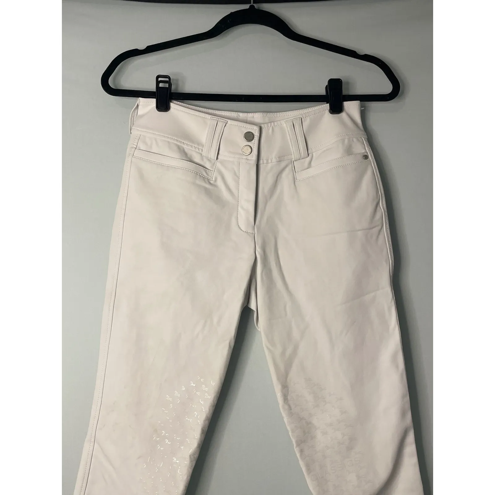 Tailored Equestrian Breeches Riding Pants Cream Textured Knee Patch 26R White Size 26 - Image 2