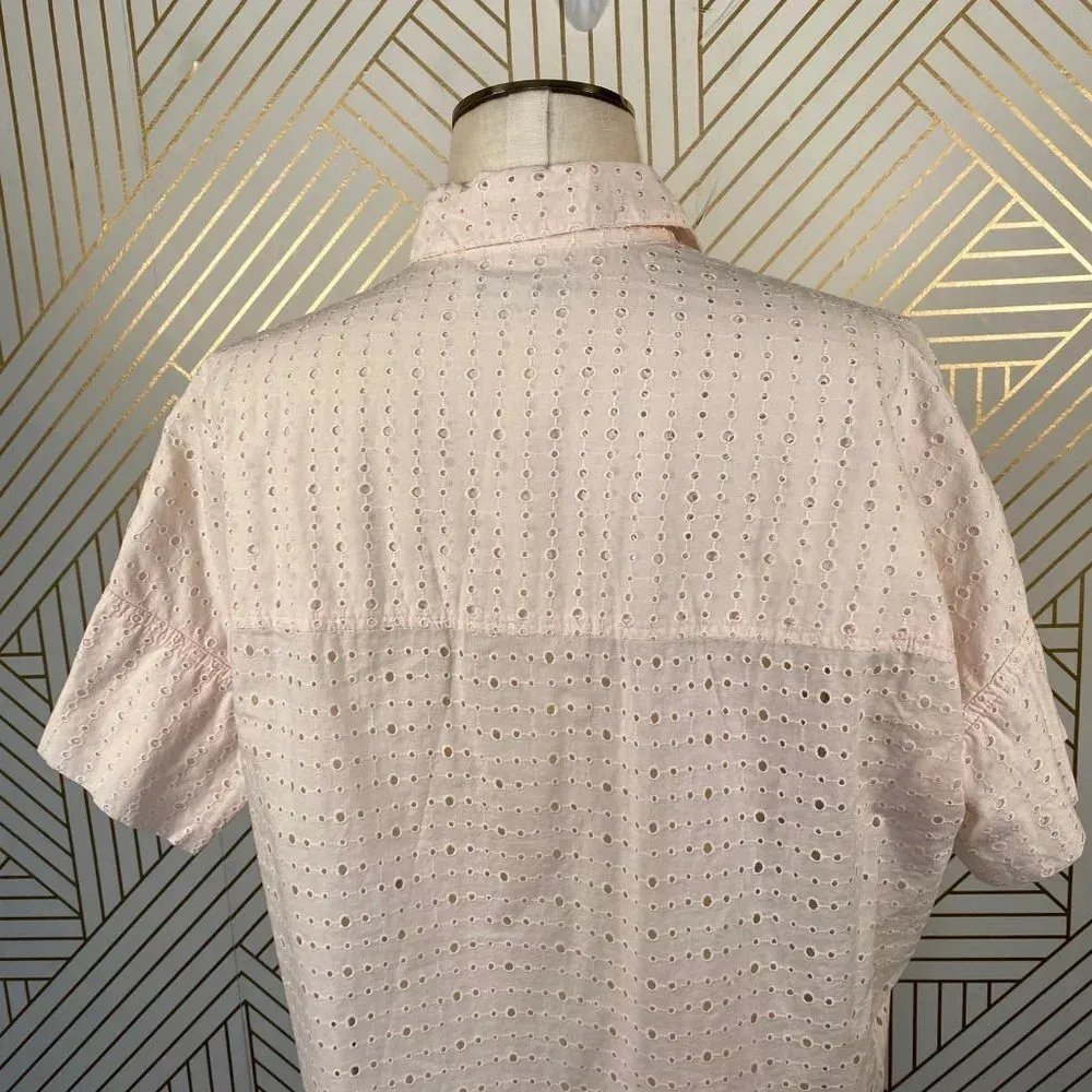 Madewell Eyelet Courier Shirt Oversized Light‎ Pink - Image 7