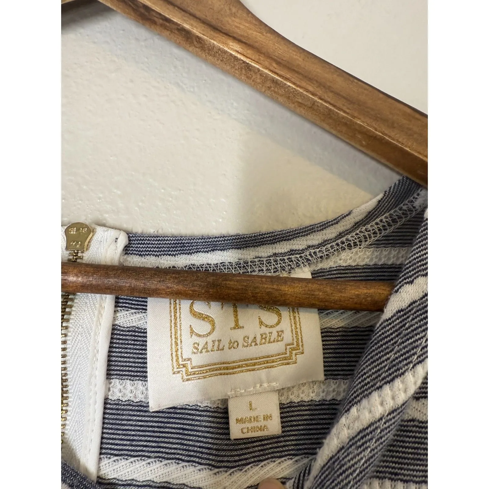 Sail to Sable Blue White Striped Long Sleeve Dress Sz L Nautical Beachy Coastal - Image 5