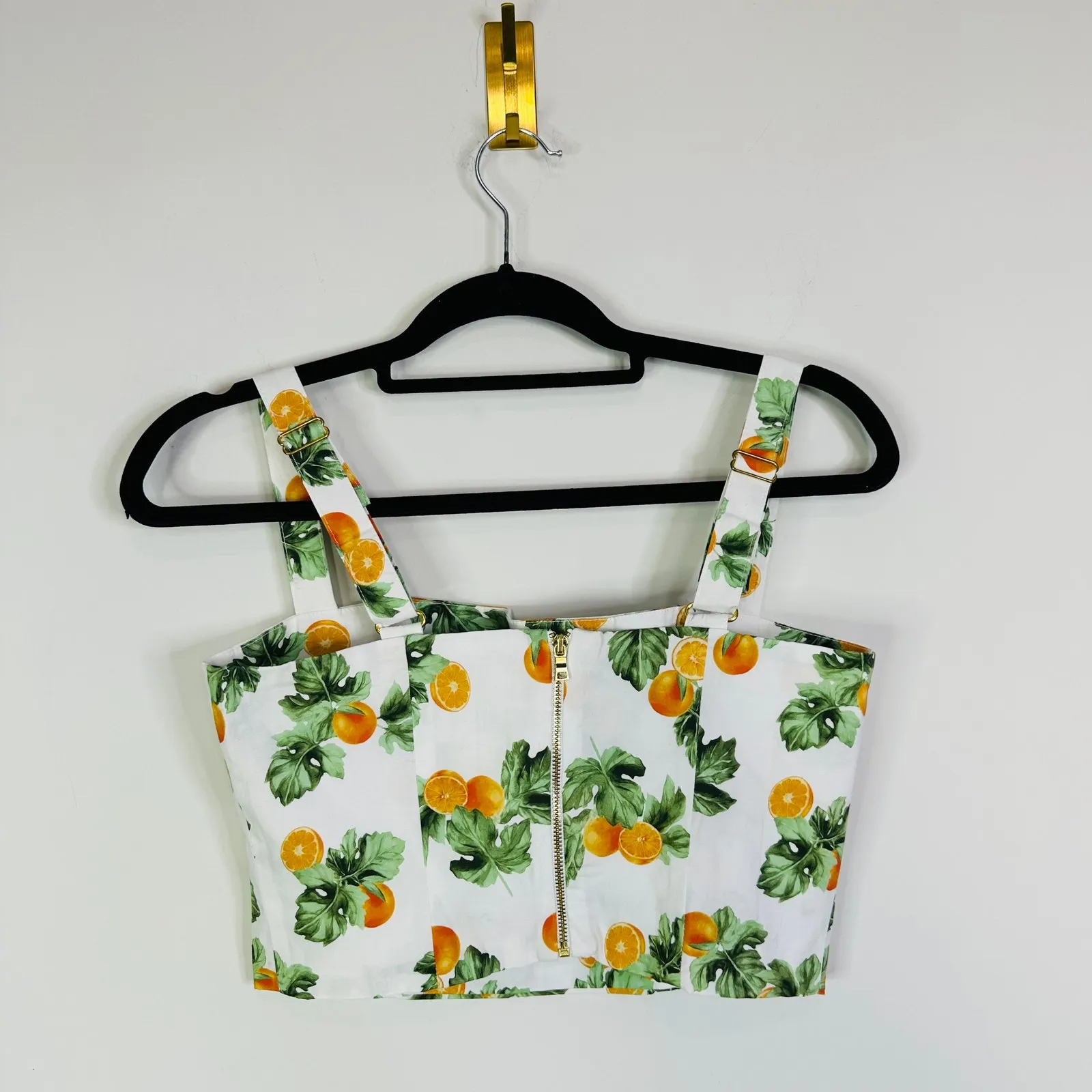 WeWoreWhat Straight Neck Corset Crop Top Orange Fruit Print  Womens Size Small - Image 8