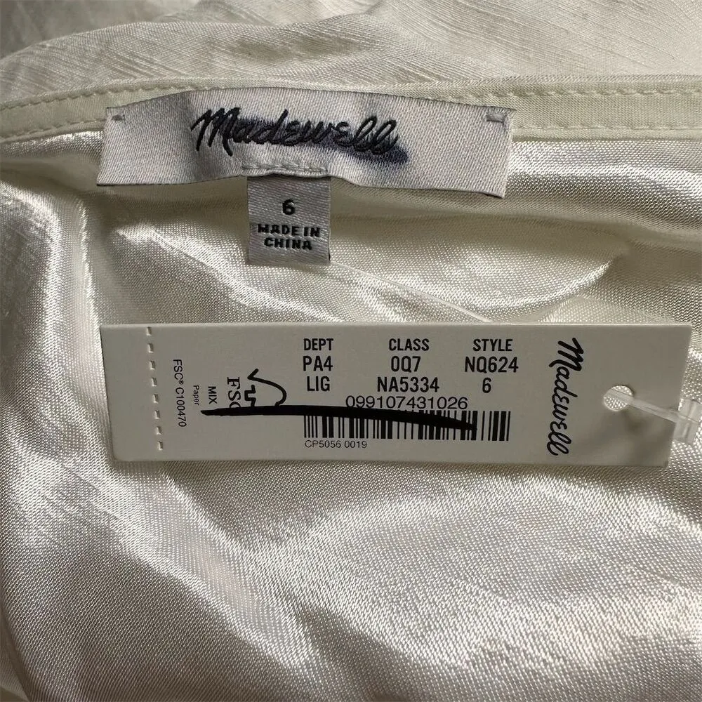 NWT Madewell Women's One-Shoulder Midi Dress Ivory Size 6 Summer Chic Bridal - Image 9