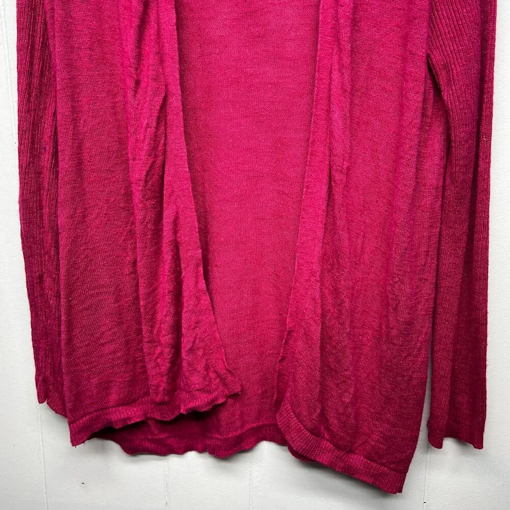LOFT Silk Ramie Blend Long Sleeve Open Front Women's Pink Cardigan Size Medium - Image 4