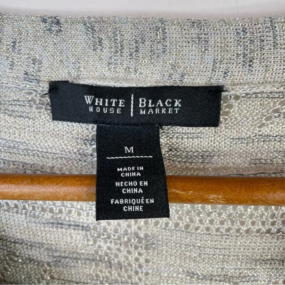 White House Black Market Lightweight Crochet Knit Metallic Studs Poncho Top M - Image 9