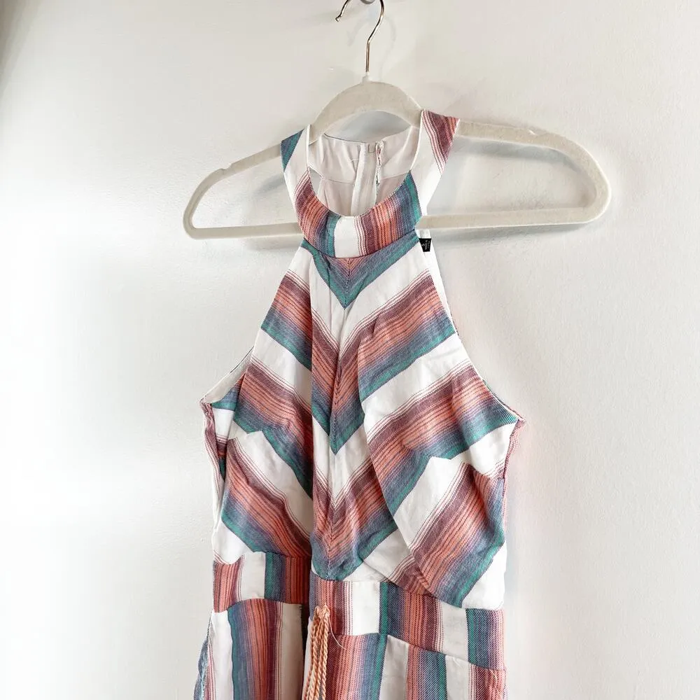 Crystal Sky Halter Neck Sleeveless Flare Leg Striped Tasseled Jumpsuit Pink 5 Size undefined - Image 10