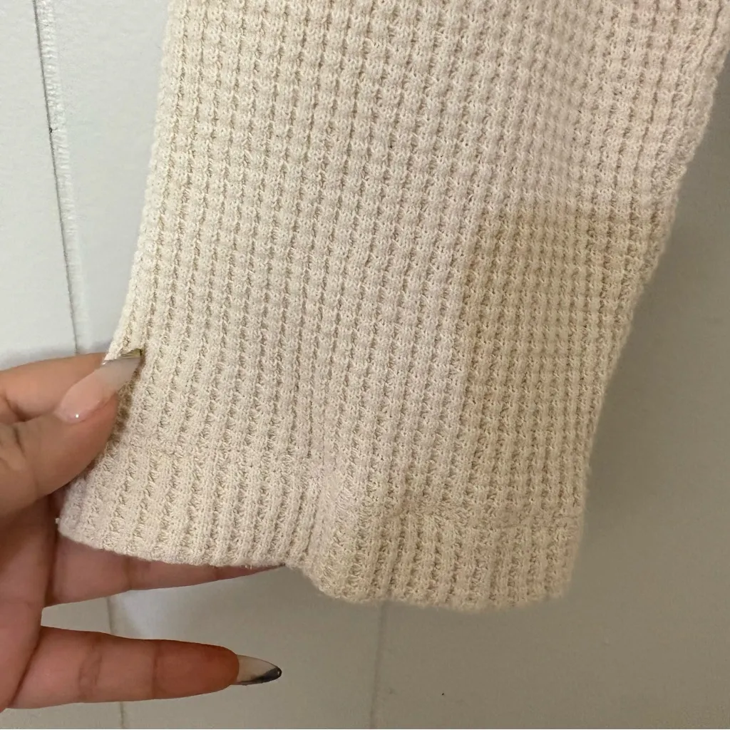 Reformation Jeans Yale Waffle Zip Top Size S Cream Half Zip Cropped Pullover - Image 5