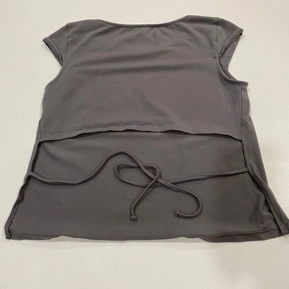 Garage Gray Scoop Neck Cap Sleeve Tee Shirt Women’s Size L - Image 2