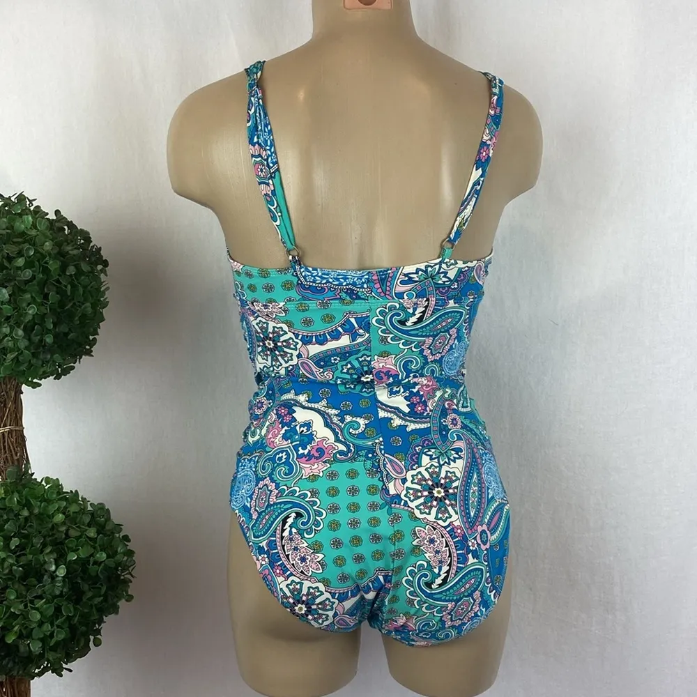 Spanx Blue Print 1 Piece Bathing Swim Suit S - Image 2