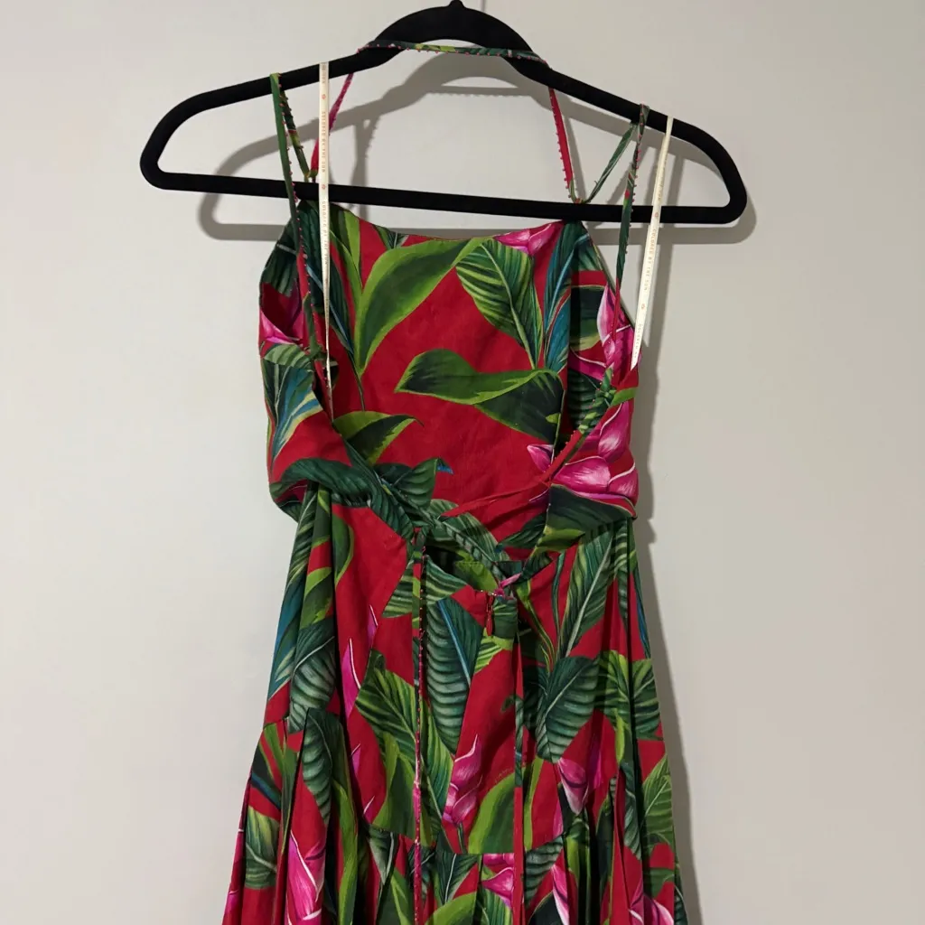 FARM Rio Red Dream Garden Lenzing Ecovero Euroflax Maxi Dress Red Sizd Small - Image 5